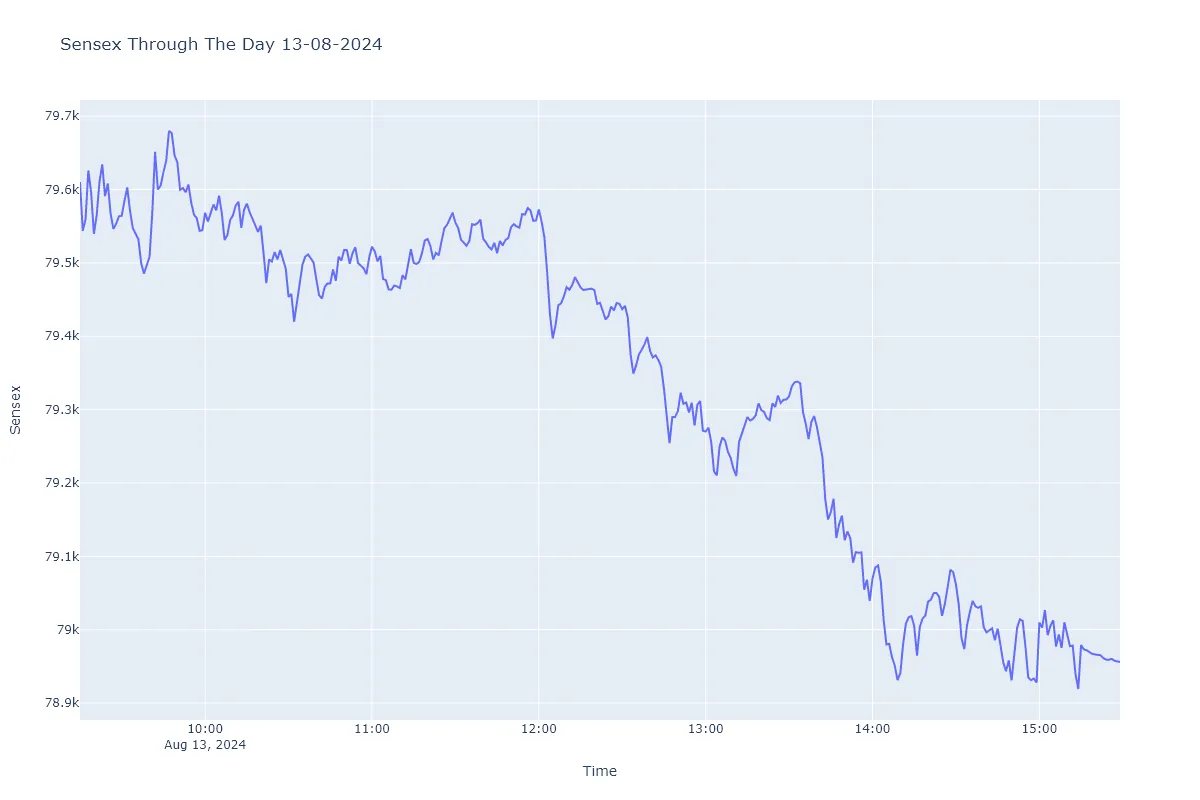 Sensex through the day 13 August 2024